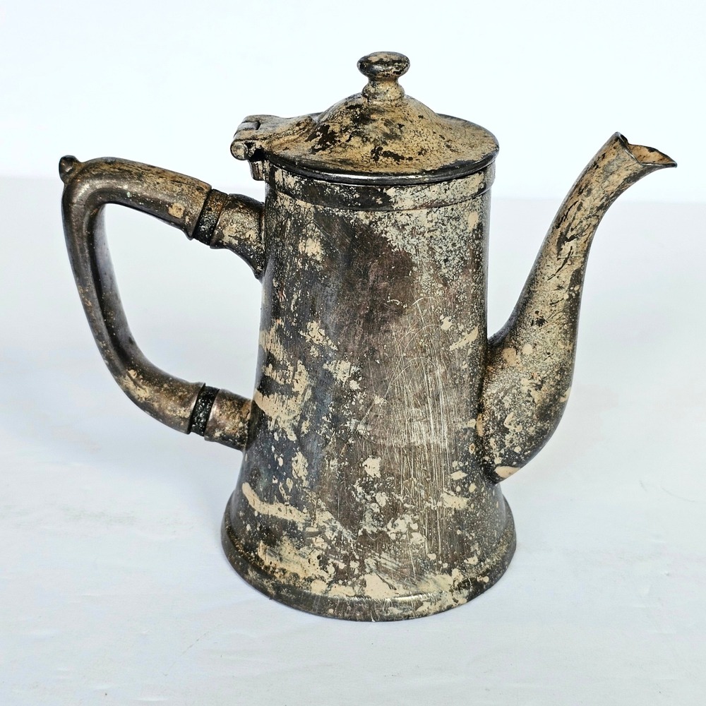 Antique Grand Silver Co Wear-Brite Nickel Silver Teapot Patina Primitive Decor